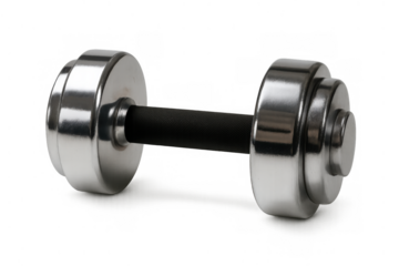Chrome dumbbell for strength training and body workout, demonstrating fitness, gym, and healthy active lifestyle