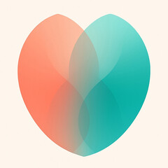 An overlapping vesica shape gradient illustration background blending from coral to teal