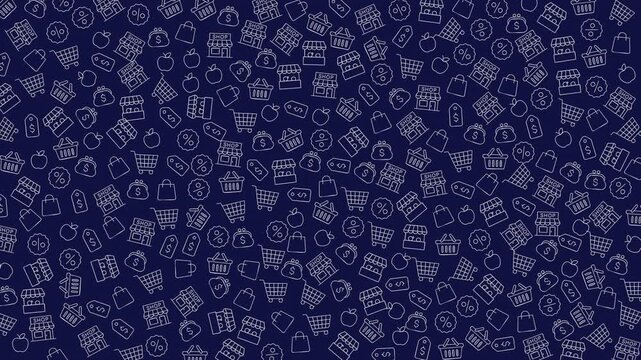 An intricate collage of tiny geometric figures creating a vibrant and modern visual pattern in a rich dark blue hue suitable for digital and print projects.