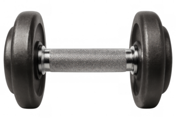 Dumbbell workout equipment for fitness training and strength building, isolated on transparent background