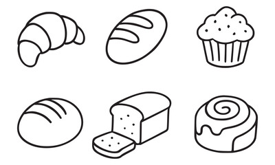 Collection of Hand-Drawn Bakery and Pastry Outlines