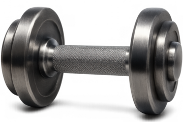 Cast iron dumbbell for physical workout, bodybuilding, and exercise, representing health and wellness