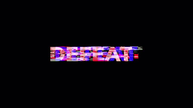 Defeat Glitch Text Error Animation Digital Distortion VJ Background Loop