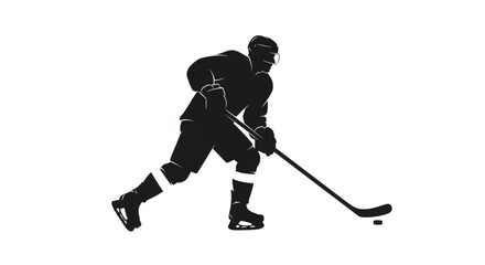Obraz premium Ice hockey player skating fast with puck illustration