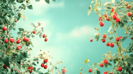 Berries and sky backdrop, a natural vista of tranquility and organic beauty