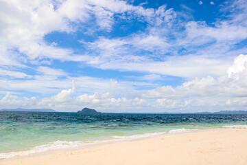 tropical beach with blue sky