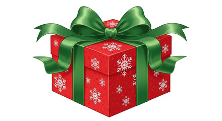 Christmas present box with gold ribbon and blank tag vector design