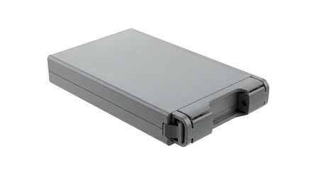 Gray plastic storage case with latches plastic case isolated on a transparent background