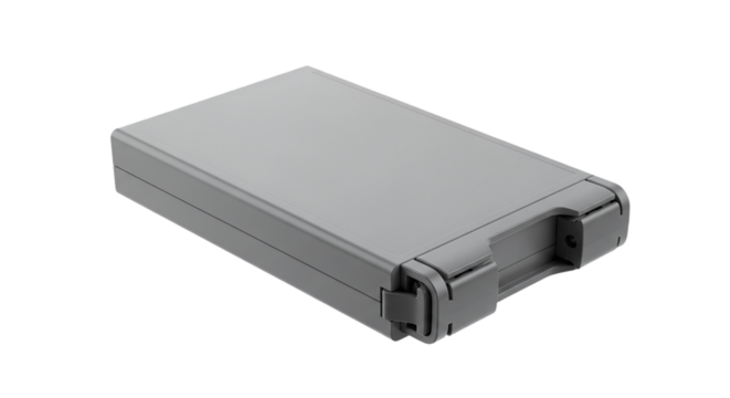 Gray plastic storage case with latches plastic case isolated on a transparent background