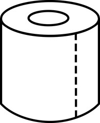 Roll tissue line icon with paper roll symbol for bathroom, hygiene, cleaning, toilet and household use. Minimalist black vector design for sanitary, towel and napkin concept on transparent background.