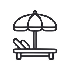 An outline of a beach umbrella and a recliner