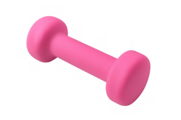 Pink dumbbell for fitness workout and weight training, symbolizing strength, health, and active lifestyle, 3d rendering with transparent background