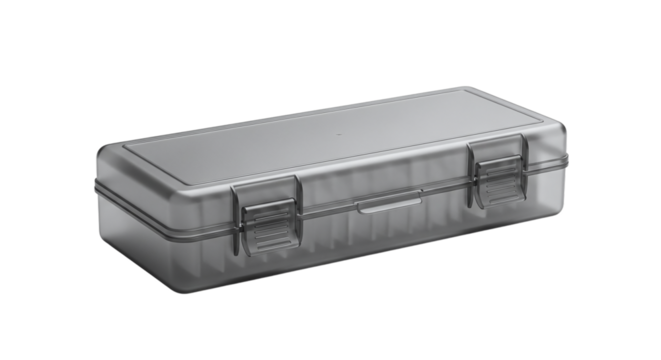 Translucent Plastic Storage Box with Hinged Lids container isolated on a transparent background