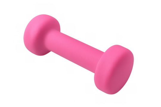 Pink dumbbell for fitness workout and weight training, symbolizing strength, health, and active lifestyle, 3d rendering with transparent background