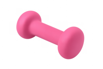 Pink dumbbell on transparent background representing fitness, strength training, and women's workout concepts