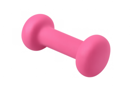 Pink dumbbell on transparent background representing fitness, strength training, and women's workout concepts