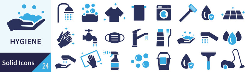 ベクターの清潔に関するシルエットアイコンセット
