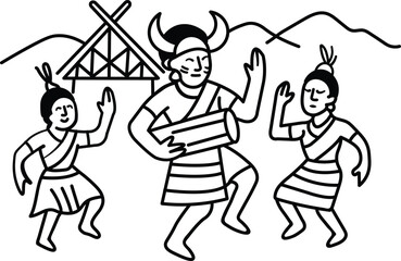 Naga people dancing a traditional folk dance