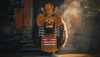 Mythical Barong Bali Digital Artwork