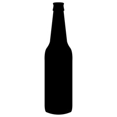 Solid Black Silhouette Vector Icon of a Longneck Glass Beer Bottle, Symbolizing Alcohol, Drinks, Bars, and Parties