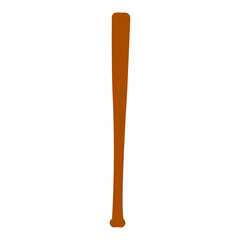 Simple Flat Color Vector Illustration of a Brown Wooden Baseball Bat, Representing Sports, Games, and Competition