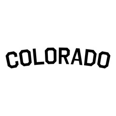 Simple Black Vector Text Graphic of the Word 'COLORADO', Featuring a Bold, Arched Sans-Serif Font, for State Pride Designs