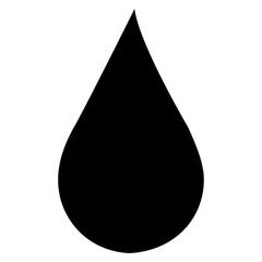 Solid Black Silhouette Vector Icon of a Teardrop Shape, Representing Water, Rain, Oil, Blood, or Sadness