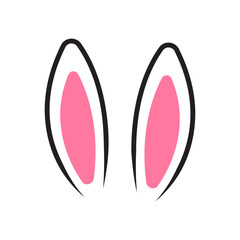 Cute Cartoon Vector Icon of Pink and Black Bunny Ears, Representing Easter, Rabbits, and Holiday Costumes
