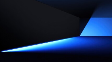 Fototapeta premium A room illuminated by distinct light sources features a large bright blue glow and a smaller dim patch,