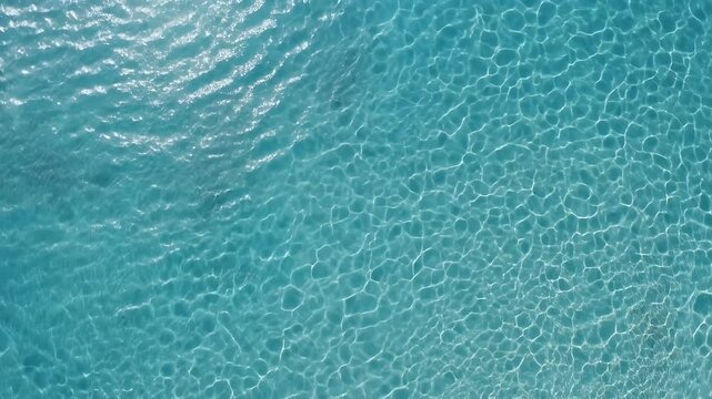 Sunlight reflects and refracts through the clear turquoise water, creating shimmering caustic patterns on the sandy sea floor.