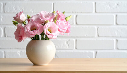 Pink Lisianthus Flowers in Vase