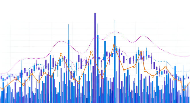 Colorful bar chart and line graph financial data visualization - Powered by Adobe