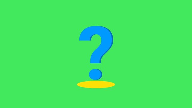 Blue question mark icon animation on green screen background 4k video