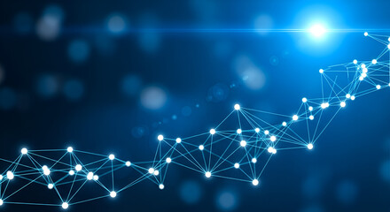 Digital Network Connections on Dark Blue Background