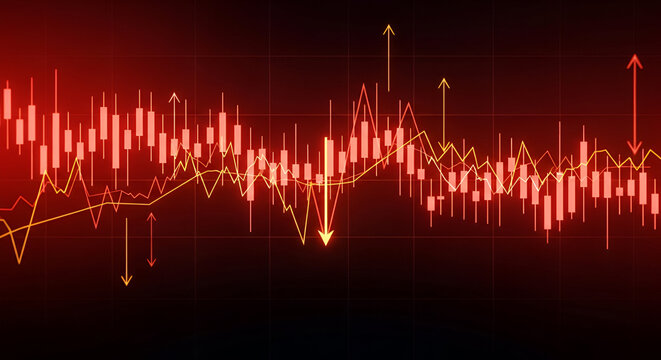 Red Stock Market Candlestick Chart Falling image photo