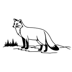 Black Fox Silhouette Vector. Elegant Dark Animal Illustration on Transparent Background.