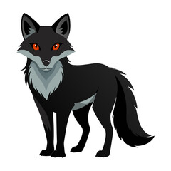 Black Fox Silhouette Vector. Elegant Dark Animal Illustration on Transparent Background.