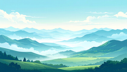Mountain Landscape Vector Illustration