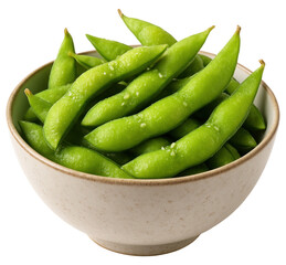 green edamame pods bowl sprinkled with sea salt