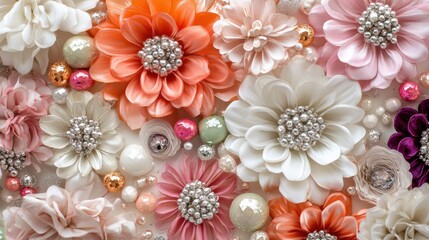 Elegant floral arrangement featuring pastel hues and shimmering embellishments