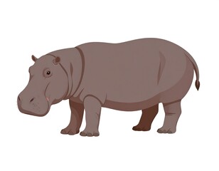 Obraz premium A cartoon-style depiction of a hippopotamus in a standing pose