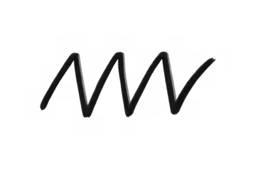 Black zigzag line drawing illustration with hand drawn marker texture on transparent background