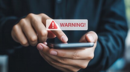 Urgent alert received on smartphone screen, prompting immediate attention and caution for digital safety awareness
