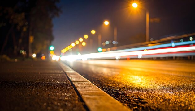 Fast night traffic on a busy city highway leaving trails of red and white light - Powered by Adobe