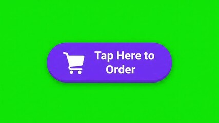 Dynamic purple button with shopping cart icon prompts immediate online purchase action with vibrant green background