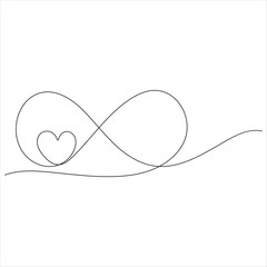 Continuous one line drawing of infinity symbol loop mobius icon and endless forever love concept vector illustration