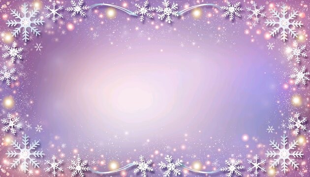 Dreamy pink Christmas frame with glowing snow sparkles and magical pastel gradient
