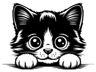 Cute Peeking Cat © VectorLab