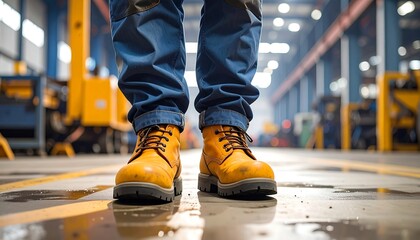 Safety First - Workers Boots in Industrial Setting.