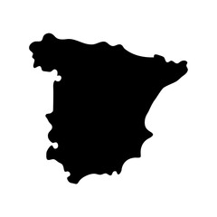 Geographic silhouette outline of Iberian Peninsula including Spain and Portugal territory
